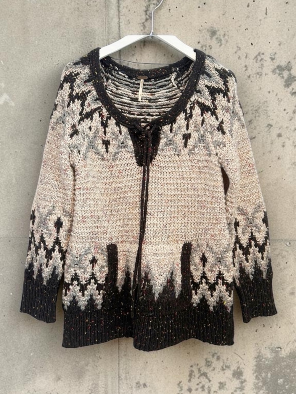 Free People Love Bug Lace Up Nordic Sweater